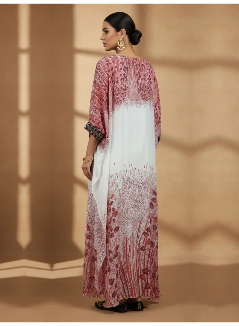 Alaya Hand Embroidered Chikankari Chiffon Kaftan-AL3851